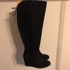 Wide-calf Above the knee boots black